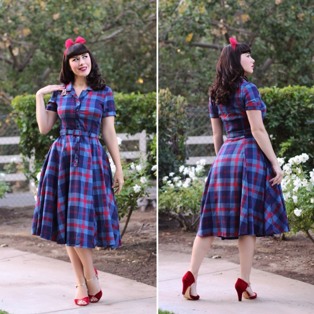 Collectif Vintage Caterina Merida Check Swing Dress